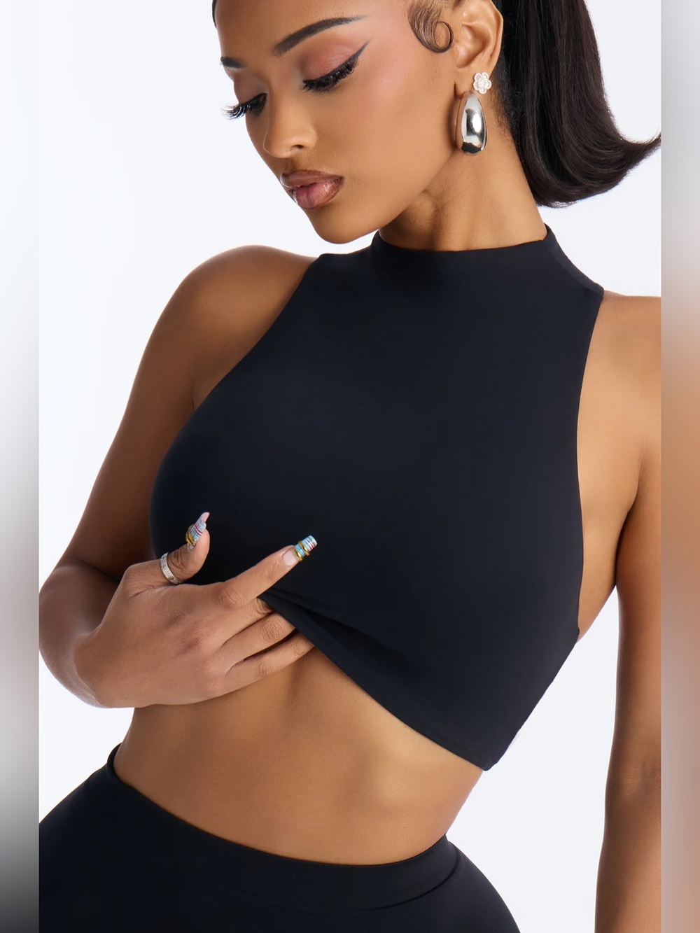 NWT! Fashion Nova SMALL Second Skin Double Lined Racerback Sleeveless Top  Black